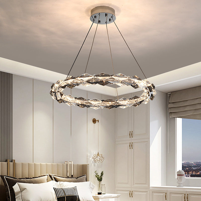 ثريات LED دائرية من الكريستال بتصميم عصري فاخر لغرفة المعيشة 