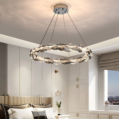 ثريات LED دائرية من الكريستال بتصميم عصري فاخر لغرفة المعيشة 