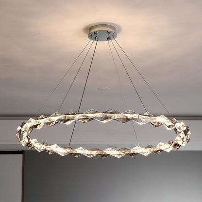 ثريات LED دائرية من الكريستال بتصميم عصري فاخر لغرفة المعيشة 