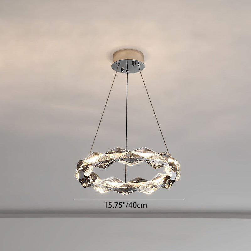 ثريات LED دائرية من الكريستال بتصميم عصري فاخر لغرفة المعيشة 