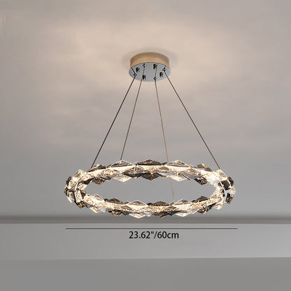 ثريات LED دائرية من الكريستال بتصميم عصري فاخر لغرفة المعيشة 