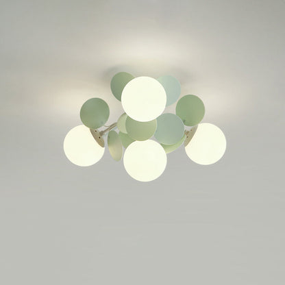 Contemporary Nordic Iron Glass PVC Ball Round Pieces 4/6/8/9/12 Light Semi-Flush Mount Ceiling Light For Bedroom