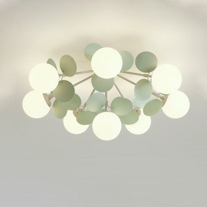 Contemporary Nordic Iron Glass PVC Ball Round Pieces 4/6/8/9/12 Light Semi-Flush Mount Ceiling Light For Bedroom