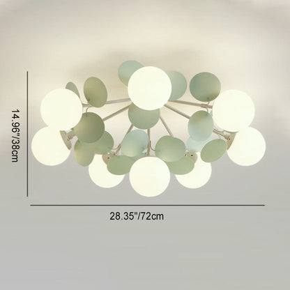 Contemporary Nordic Iron Glass PVC Ball Round Pieces 4/6/8/9/12 Light Semi-Flush Mount Ceiling Light For Bedroom