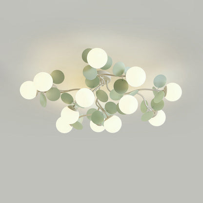 Contemporary Nordic Iron Glass PVC Ball Round Pieces 4/6/8/9/12 Light Semi-Flush Mount Ceiling Light For Bedroom