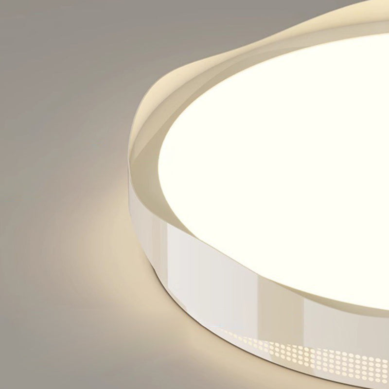 寝室用 北欧風 アイアン PE ラウンドウェーブ LED セミフラッシュマウント シーリングライト