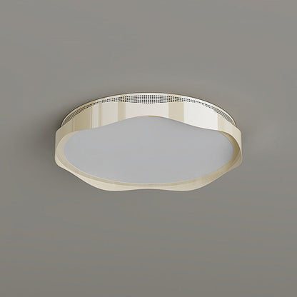 Contemporary Nordic Iron PE Round Wave LED Flush Mount Ceiling Light For Bedroom