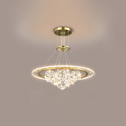 ثريات LED حديثة فاخرة من المعدن الأكريليك الزجاجي على شكل نجمة كاملة وموجة دائرية لغرفة المعيشة 