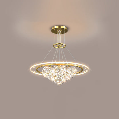 ثريات LED حديثة فاخرة من المعدن الأكريليك الزجاجي على شكل نجمة كاملة وموجة دائرية لغرفة المعيشة 