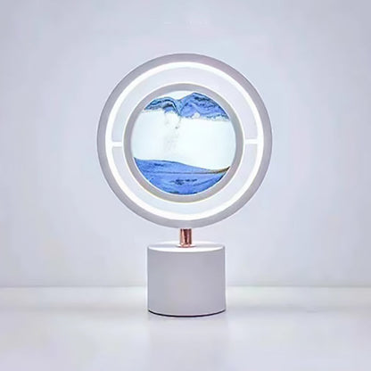 Contemporary Creative Metal Acrylic Silica Round Sand Painting USB LED Table Lamp For Bedroom