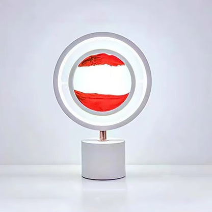 Contemporary Creative Metal Acrylic Silica Round Sand Painting USB LED Table Lamp For Bedroom