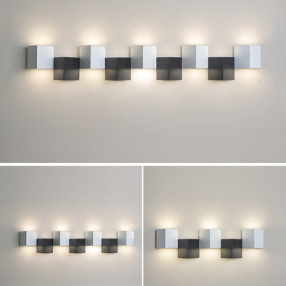 Modern Minimalist Iron Acrylic Square Block Combination LED Wall Sconce Lamp For Living Room