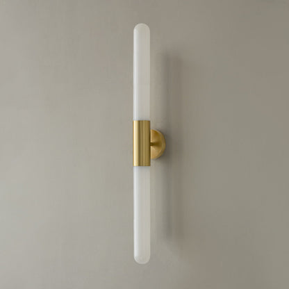 Contemporary Nordic Aluminum Copper Glass Strip 2-Light Wall Sconce Lamp For Hallway