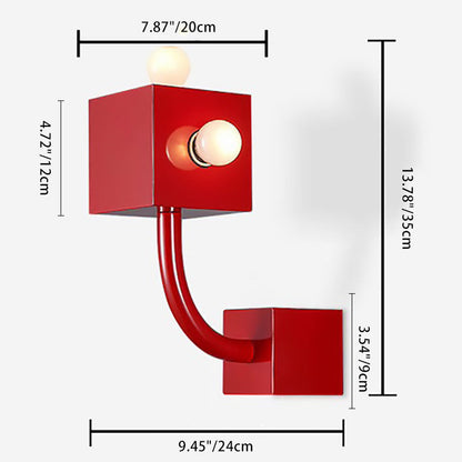 Contemporary Creative Iron Cube 3-Light Wall Sconce Lamp For Bedroom