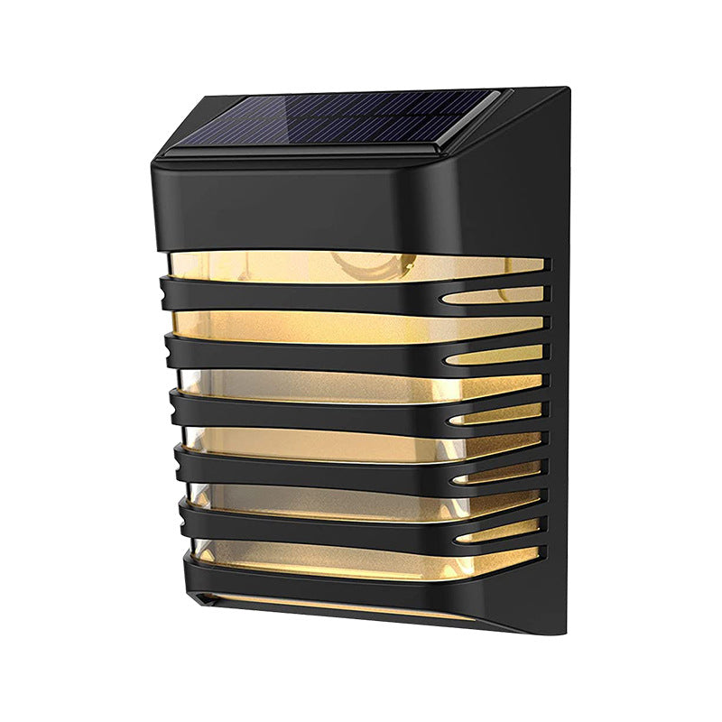 Contemporary Creative Solar Waterproof ABS PS Rectangular Grid Hollowed LED Wall Sconce Lamp For Outdoor Patio