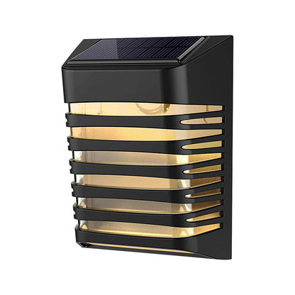 Contemporary Creative Solar Waterproof ABS PS Rectangular Grid Hollowed LED Wall Sconce Lamp For Outdoor Patio