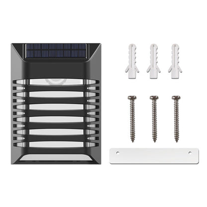 Contemporary Creative Solar Waterproof ABS PS Rectangular Grid Hollowed LED Wall Sconce Lamp For Outdoor Patio