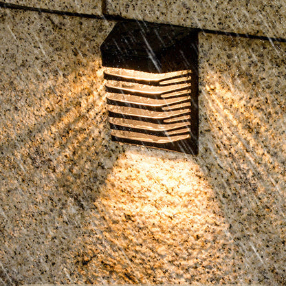 Contemporary Creative Solar Waterproof ABS PS Rectangular Grid Hollowed LED Wall Sconce Lamp For Outdoor Patio