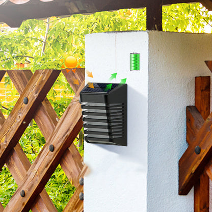 Contemporary Creative Solar Waterproof ABS PS Rectangular Grid Hollowed LED Wall Sconce Lamp For Outdoor Patio