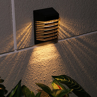Contemporary Creative Solar Waterproof ABS PS Rectangular Grid Hollowed LED Wall Sconce Lamp For Outdoor Patio