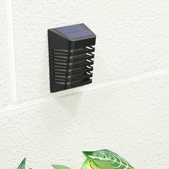 Contemporary Creative Solar Waterproof ABS PS Rectangular Grid Hollowed LED Wall Sconce Lamp For Outdoor Patio