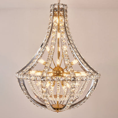 Contemporary Luxury Crystal Stainless Steel Metal Hemispheroid 15/24/36 Light Chandeliers For Living Room