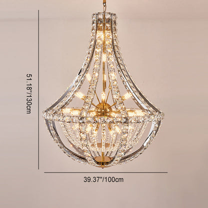 Contemporary Luxury Crystal Stainless Steel Metal Hemispheroid 15/24/36 Light Chandeliers For Living Room