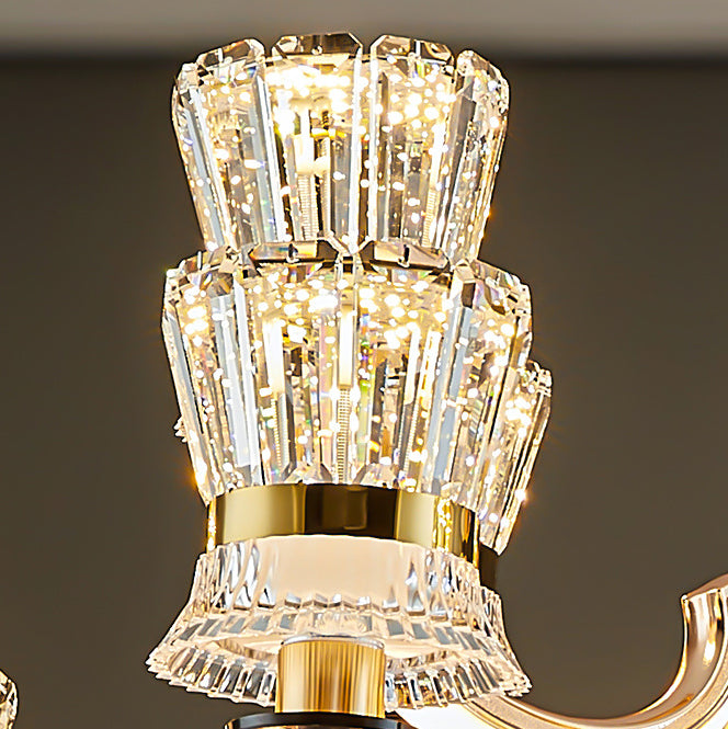 Modern Luxury Crystal Iron Cylinder Luminous Arm LED Chandeliers For Living Room