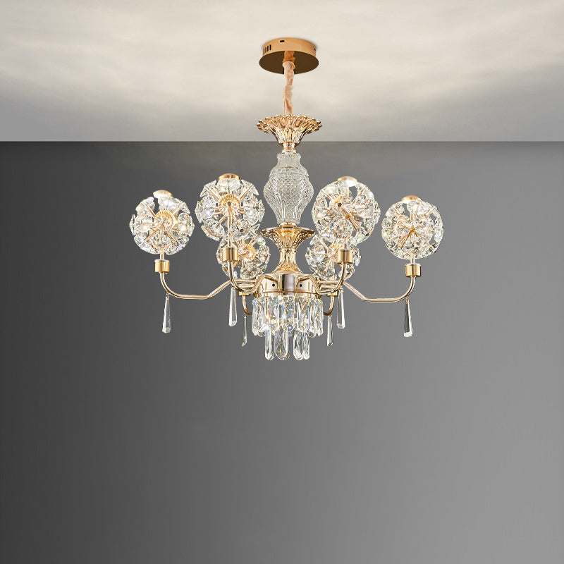 Modern Luxury Crystal Iron Ball Taraxacum Mongolicum LED Chandeliers For Living Room
