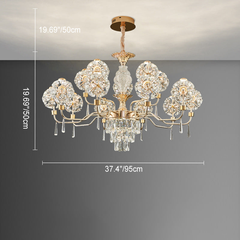 Modern Luxury Crystal Iron Ball Taraxacum Mongolicum LED Chandeliers For Living Room