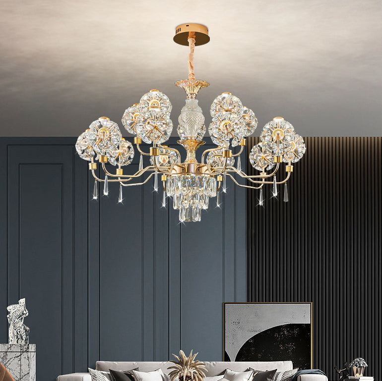 Modern Luxury Crystal Iron Ball Taraxacum Mongolicum LED Chandeliers For Living Room