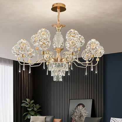 Modern Luxury Crystal Iron Ball Taraxacum Mongolicum LED Chandeliers For Living Room