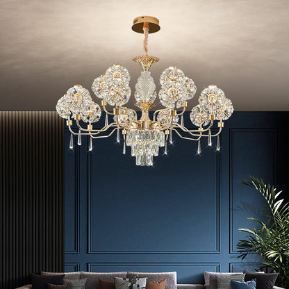 Modern Luxury Crystal Iron Ball Taraxacum Mongolicum LED Chandeliers For Living Room