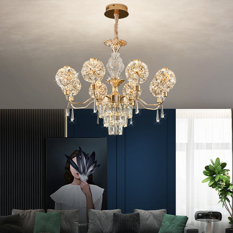 Modern Luxury Crystal Iron Ball Taraxacum Mongolicum LED Chandeliers For Living Room