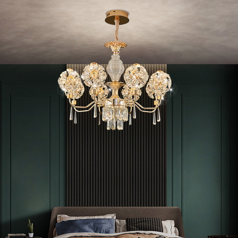Modern Luxury Crystal Iron Ball Taraxacum Mongolicum LED Chandeliers For Living Room