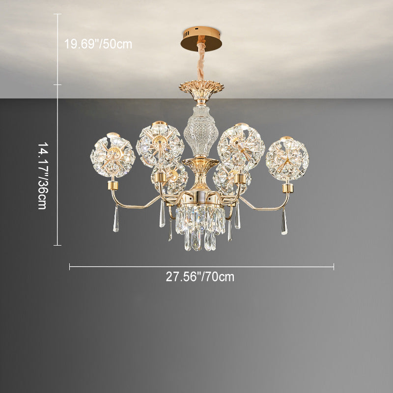 Modern Luxury Crystal Iron Ball Taraxacum Mongolicum LED Chandeliers For Living Room