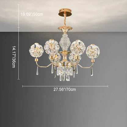 Modern Luxury Crystal Iron Ball Taraxacum Mongolicum LED Chandeliers For Living Room
