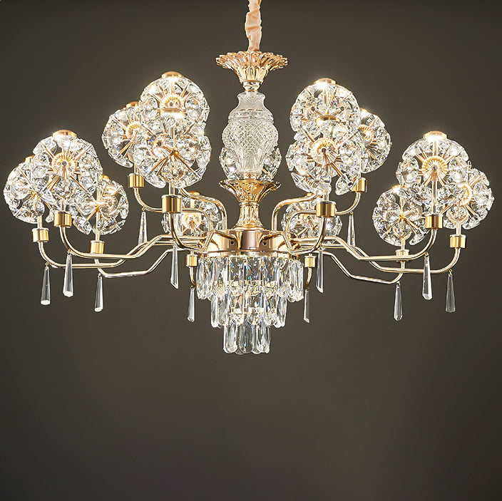Modern Luxury Crystal Iron Ball Taraxacum Mongolicum LED Chandeliers For Living Room