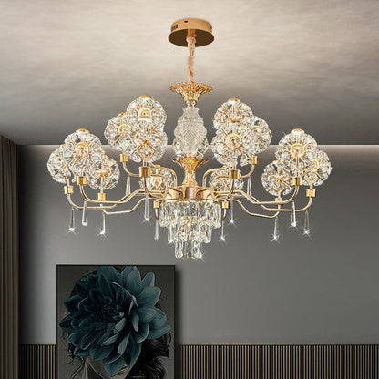 Modern Luxury Crystal Iron Ball Taraxacum Mongolicum LED Chandeliers For Living Room