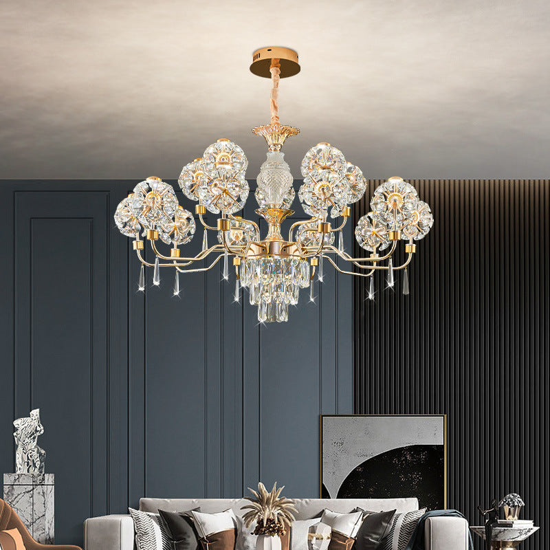 Modern Luxury Crystal Iron Ball Taraxacum Mongolicum LED Chandeliers For Living Room
