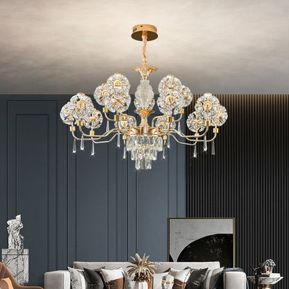 Modern Luxury Crystal Iron Ball Taraxacum Mongolicum LED Chandeliers For Living Room