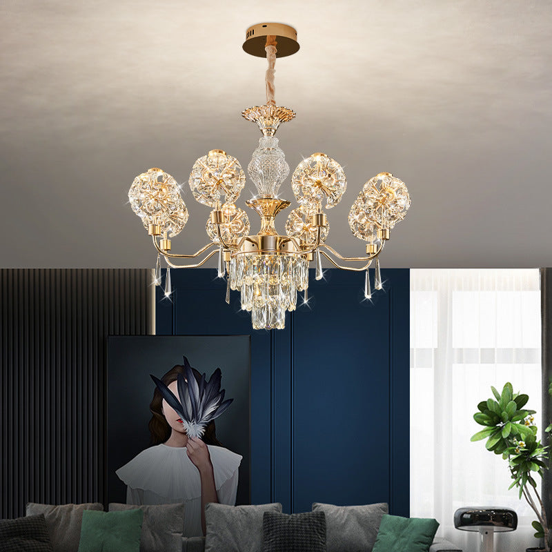 Modern Luxury Crystal Iron Ball Taraxacum Mongolicum LED Chandeliers For Living Room