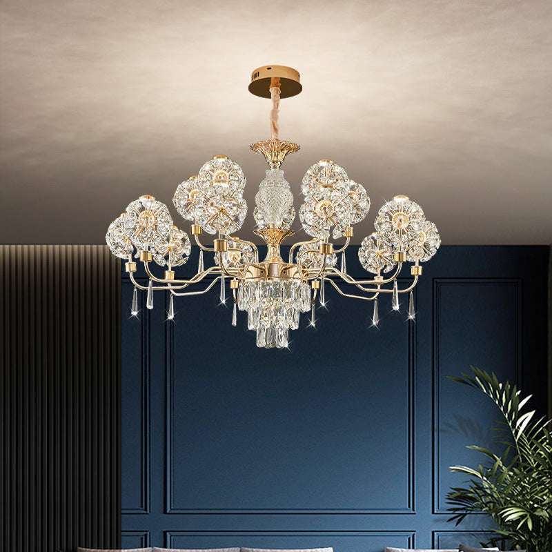 Modern Luxury Crystal Iron Ball Taraxacum Mongolicum LED Chandeliers For Living Room