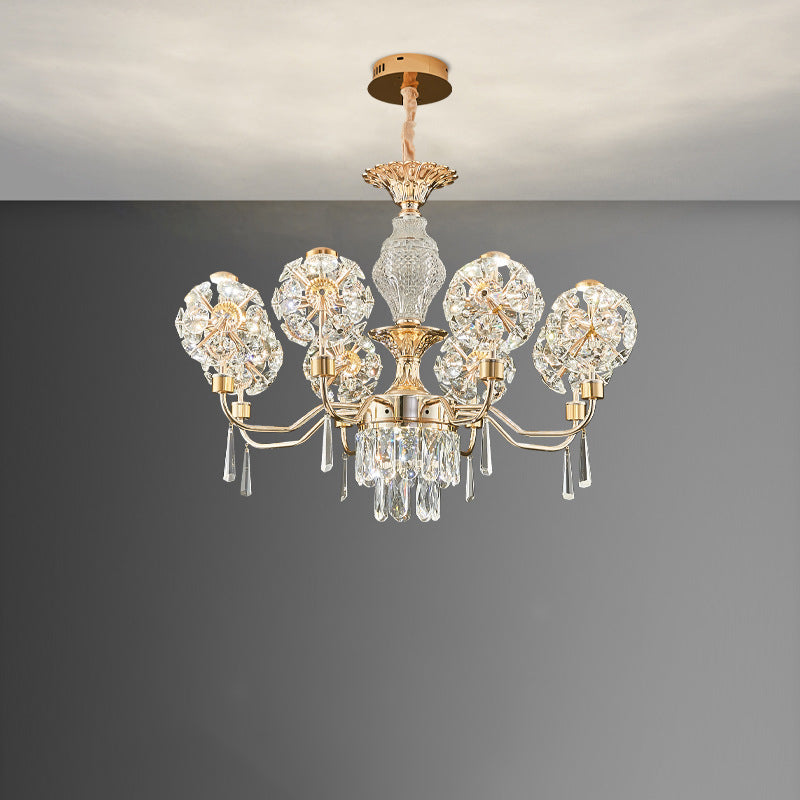 Modern Luxury Crystal Iron Ball Taraxacum Mongolicum LED Chandeliers For Living Room