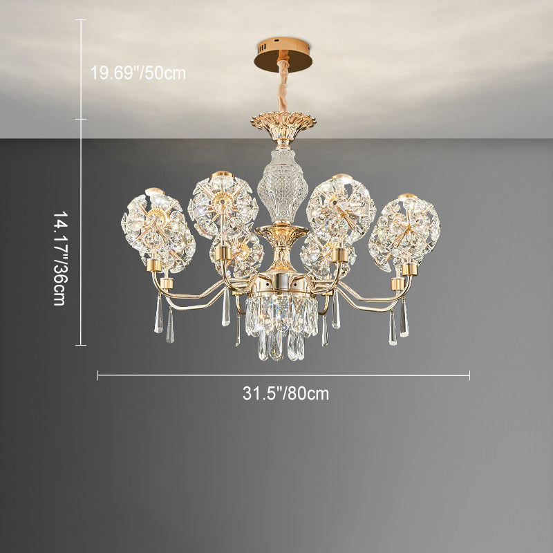 Modern Luxury Crystal Iron Ball Taraxacum Mongolicum LED Chandeliers For Living Room