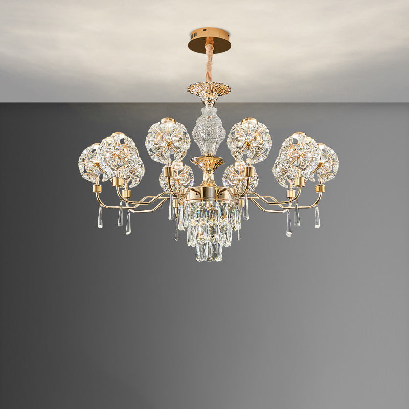 Modern Luxury Crystal Iron Ball Taraxacum Mongolicum LED Chandeliers For Living Room