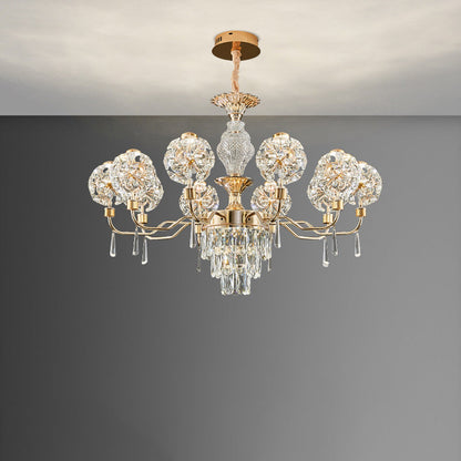 Modern Luxury Crystal Iron Ball Taraxacum Mongolicum LED Chandeliers For Living Room
