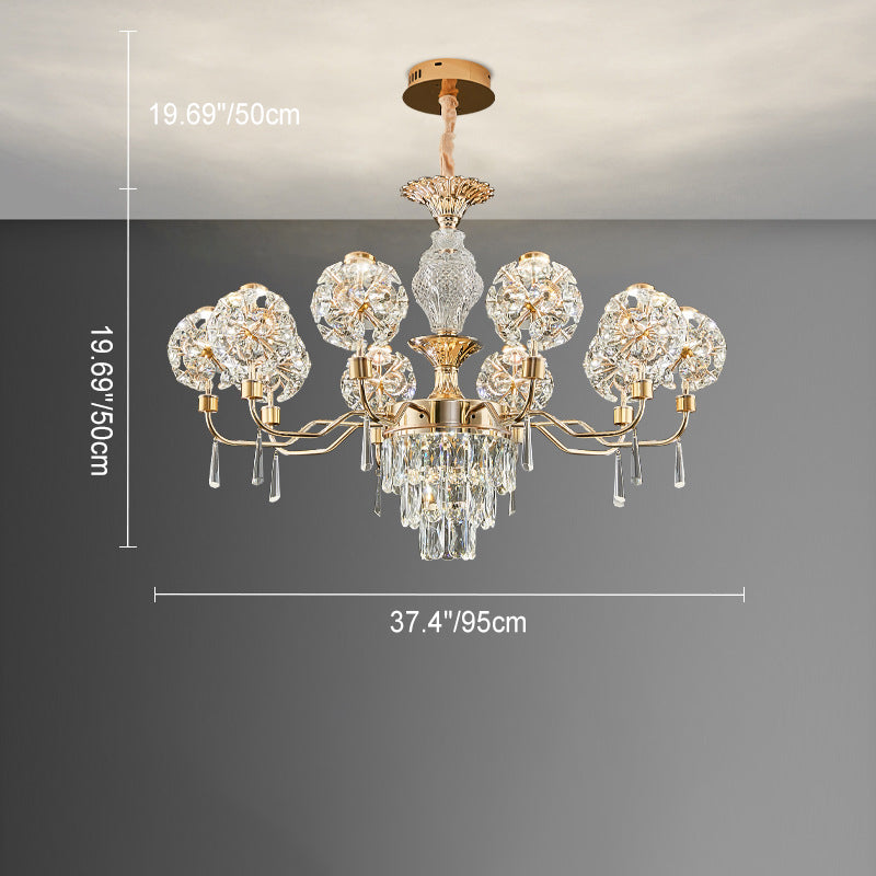 Modern Luxury Crystal Iron Ball Taraxacum Mongolicum LED Chandeliers For Living Room