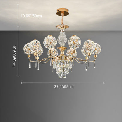 Modern Luxury Crystal Iron Ball Taraxacum Mongolicum LED Chandeliers For Living Room