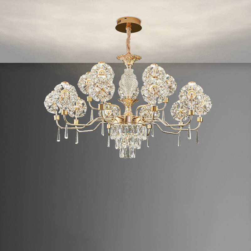 Modern Luxury Crystal Iron Ball Taraxacum Mongolicum LED Chandeliers For Living Room